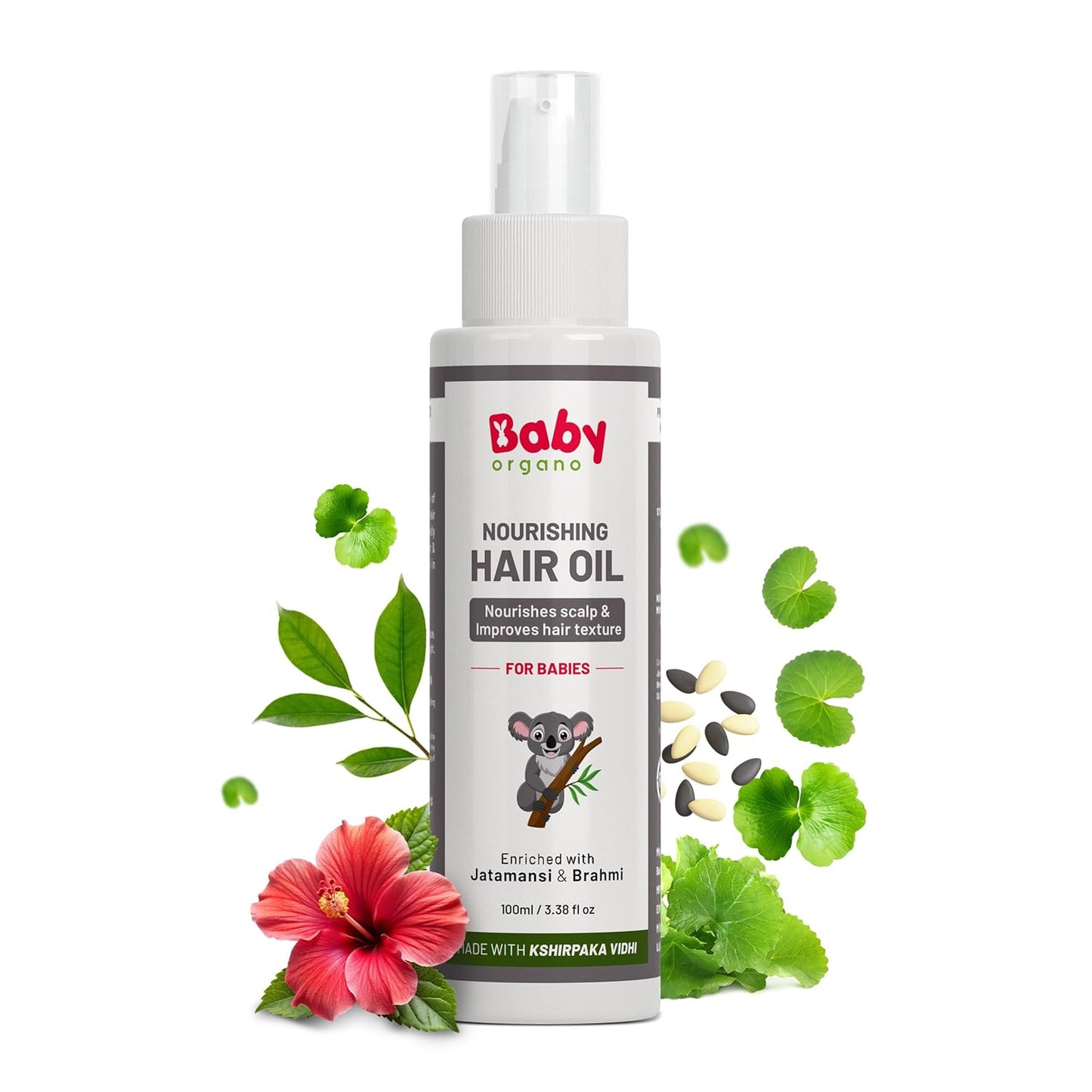 BabyOrgano Ayurvedic Nourishing Hair Oil for Babies & Kids (0-3 Years) – Best Hair Growth Oil – Soothes Cradle Cap – 100% Natural – Promotes Healthy Hair & Scalp – 100ml