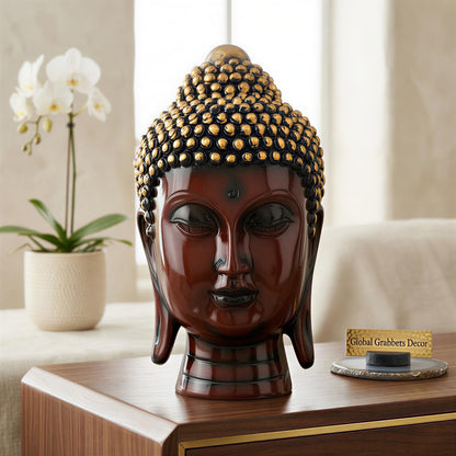 Buddha Idol Statue | Show Pieces for Home Decor Living Room (Maroon Golden)