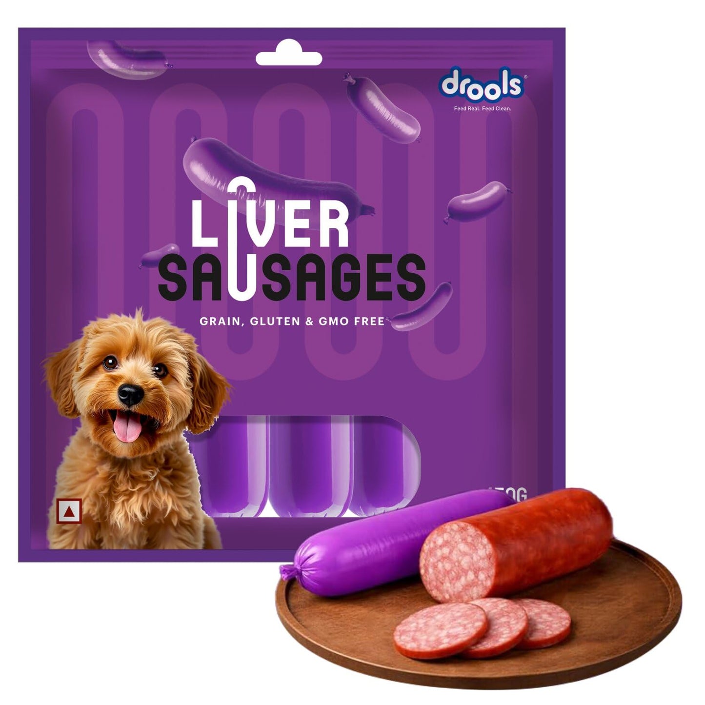Drools Adult & Puppy Sausage for Dog, 450g | Liver Flavour | High Protein | Treat & Food Topper | Grain Free | Best for Training & Bonding | No Preservatives