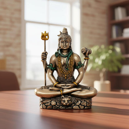 eCraftIndia Brown Resin Meditating Lord Shiva Statue | Lord Shiva Idol for Home Decor Pooja Room Office Car Dashboard | Shiv Murti | Shiv Idol Gift for Diwali Housewarming Maha Shivratri Birthday