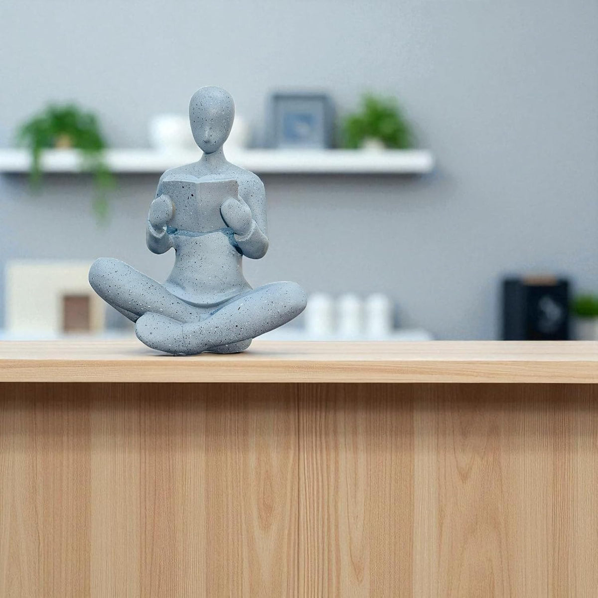 Resin Reading Man Statue (6.5 Inch) | Decorative Sculpture & Figurine for Home Decor | Modern Tabletop Showpiece for Living Room, Bedroom, Office, Shelf & Bookshelf | Grey