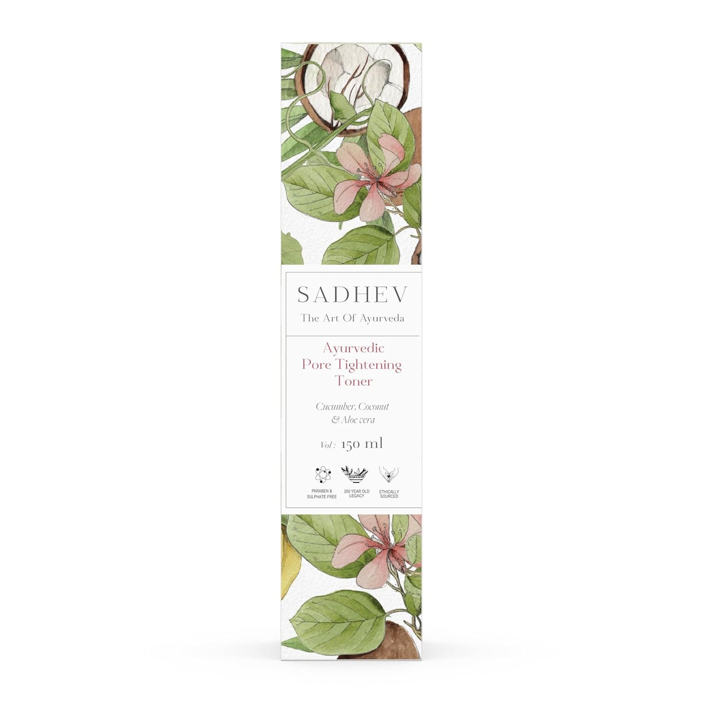 Sadhev Ayurvedic Pore Tightening Toner For Smooth, Soft Texture Skin With Cucumber, Cococut and Aloe Vera