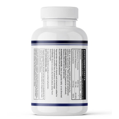 INLIFE Magnesium L Threonate Supplement 2083 mg with Vitamin B12 | Highly Bioavailable | Supports Cognitive Health, Memory & Sleep Support, Energy & Stress Management - 90 Vegetarian Capsules (90)