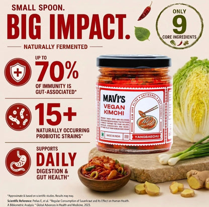 MAVI's Veg Kimchi | Korean Cabbage Kimchi | Artisanal Probiotic Pickle | Vegan | No Preservatives, No Artificial Flavour or Colour | Pack of 1 (200g)