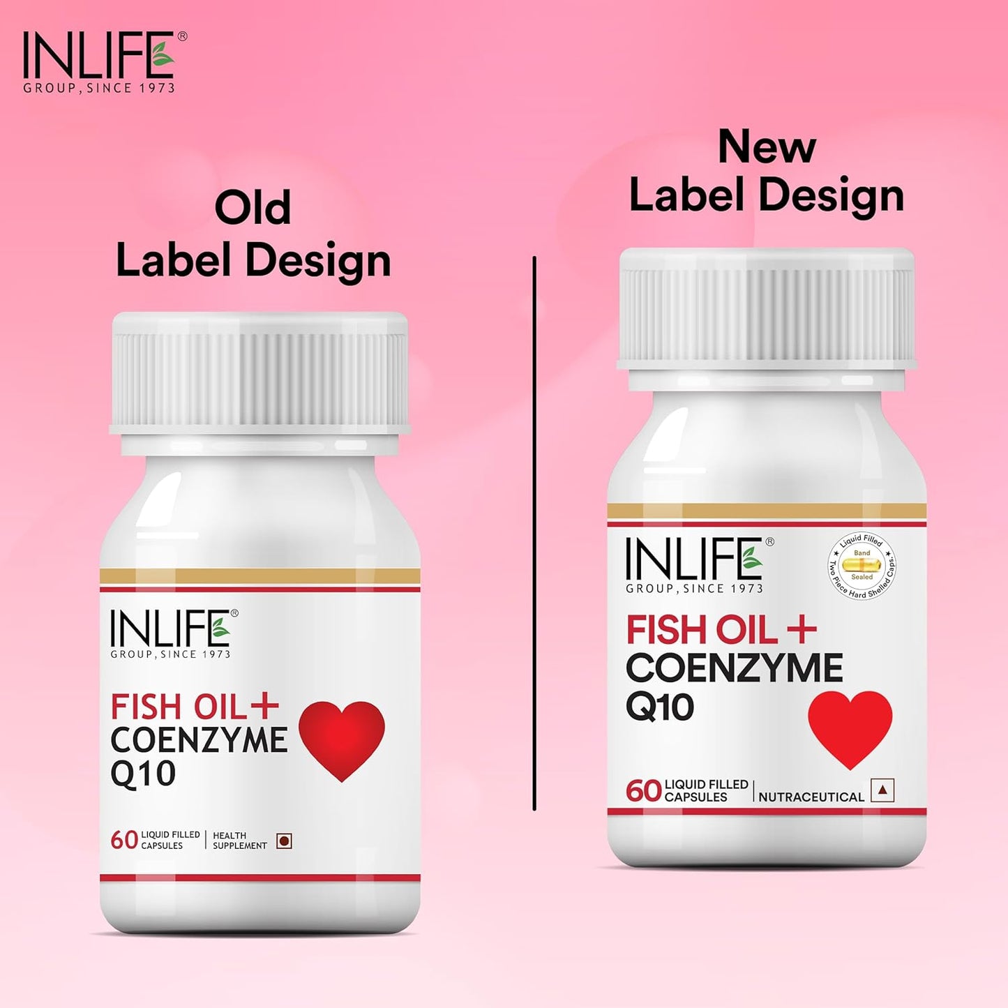 INLIFE Fish Oil Coenzyme Q10 Omega 3 Supplement - 60 Liquid Filled Capsules