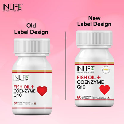INLIFE Fish Oil Coenzyme Q10 Omega 3 Supplement - 60 Liquid Filled Capsules