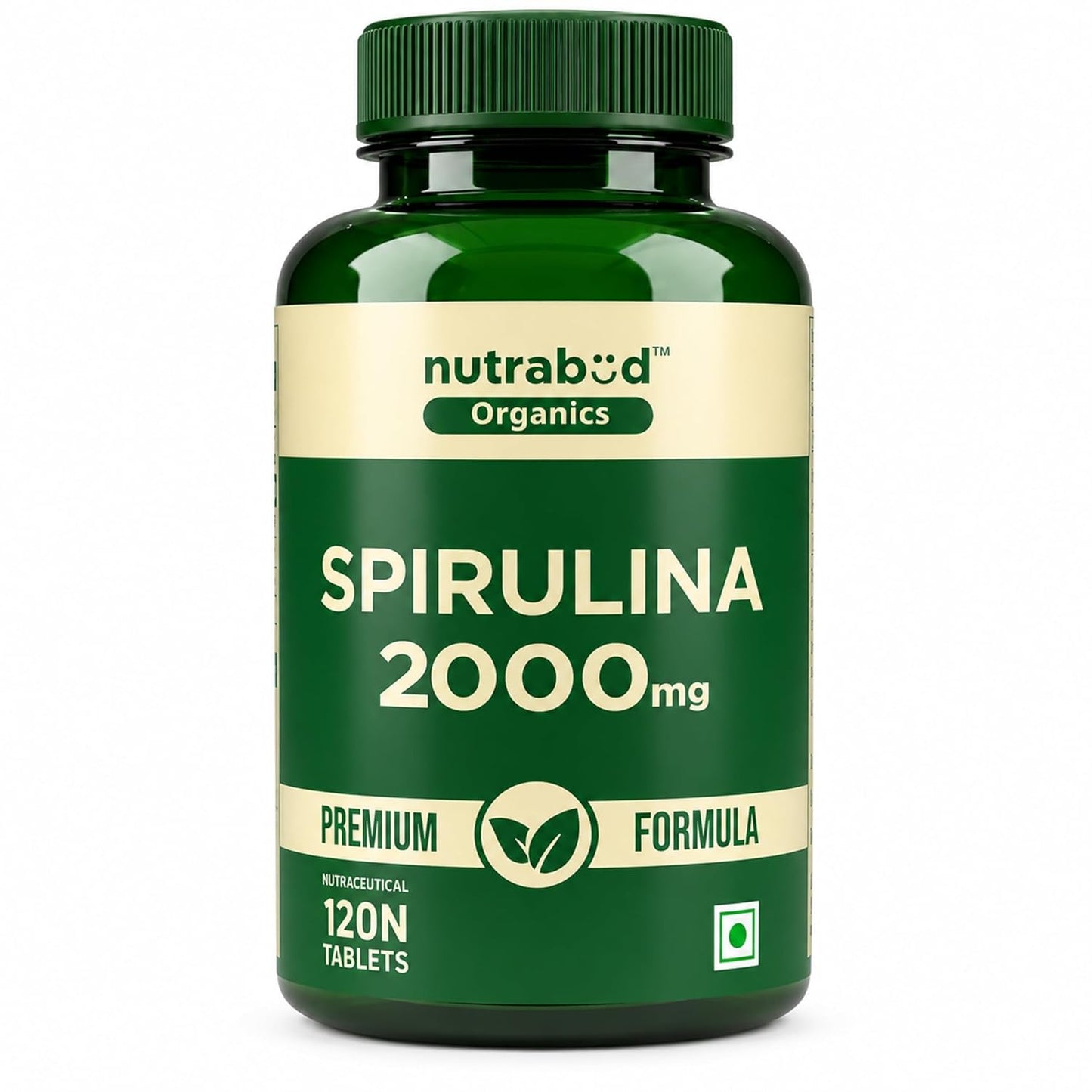 Nutrabud Spirulina Tablets 2000mg per Serving - 120 Veg Tablets - For Women, Men - Preservative & Additive Free (120 Count (Pack of 1))