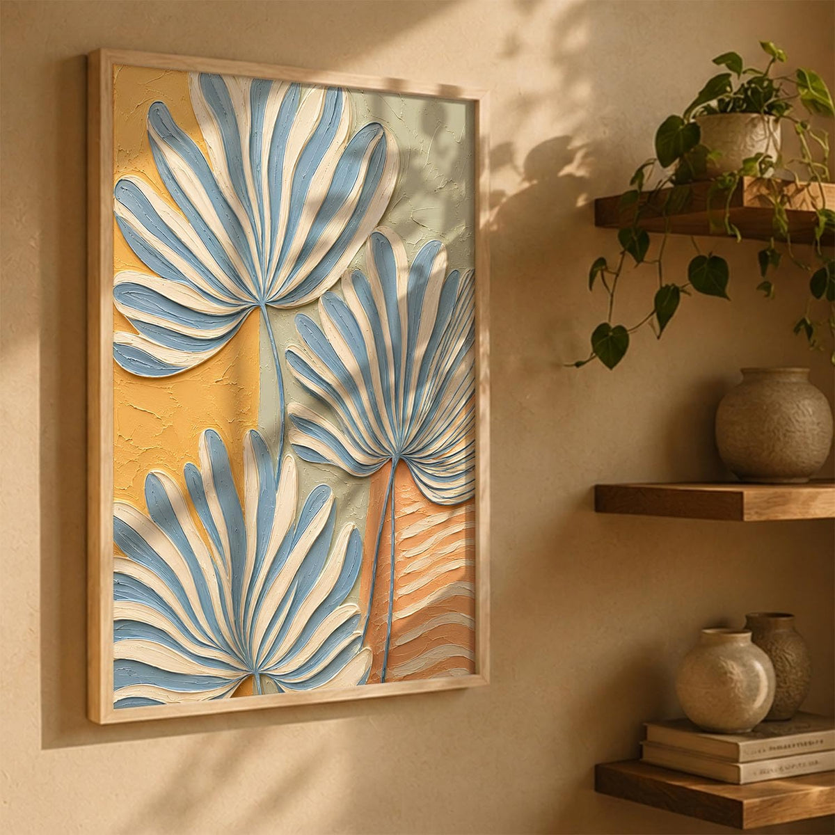Decorative Floral Wall Art Painting With Frame | Floral Painting For Living Room Bed Room Hotel Wall Decor Digital Reprint (14X20 inch)