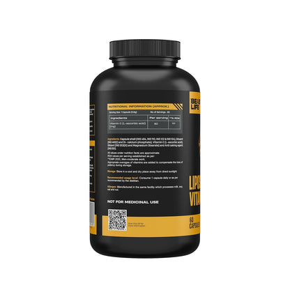 BeastLife Liposomal Vitamin C | Higher bioavailability | Neutralizes free radicals | Promotes firm skin Health | Improve cognitive function Immunity Support– Fast Absorption & Bioavailability | 60 Capsules