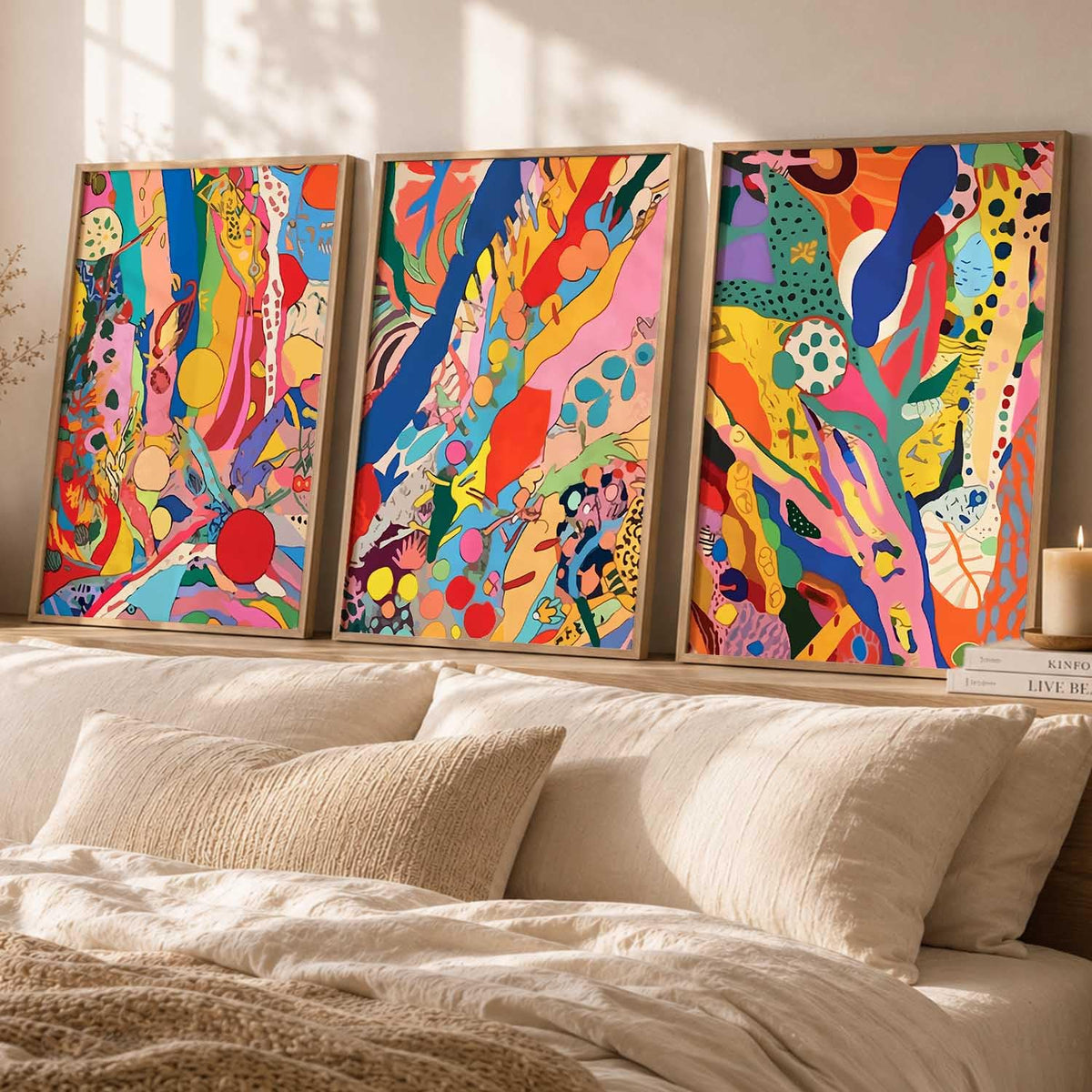 Premium Digital Painting with Frame for Home Decor - Painting for Living Room Bedroom Office Room Decor - Painting for Wall Decoration - Pack of 3 (Modern Art Painting, Design02, 10X13 inch)