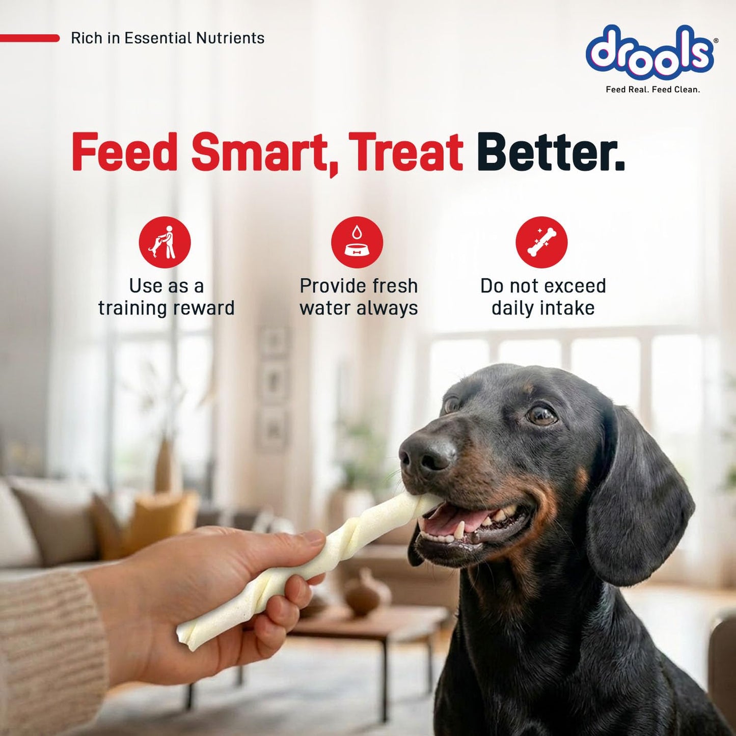 Drools Rawhide Sticks 300g | All Life Stages | Digestive Support | Easy to Chew | Healthy Treats | Training Friendly