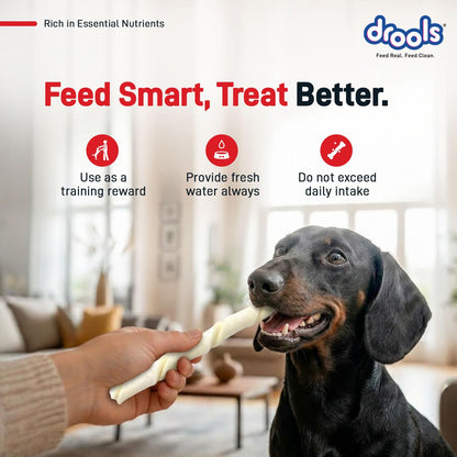 Drools Rawhide Sticks 300g | All Life Stages | Digestive Support | Easy to Chew | Healthy Treats | Training Friendly