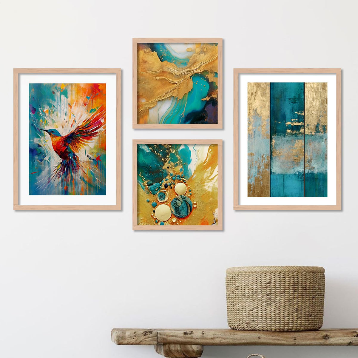 Premium Digital Paintings with Frame for Home Decoration - Painting for Living Room Bedroom Office - Painting for Wall Decoration - Pack of 4 (I)