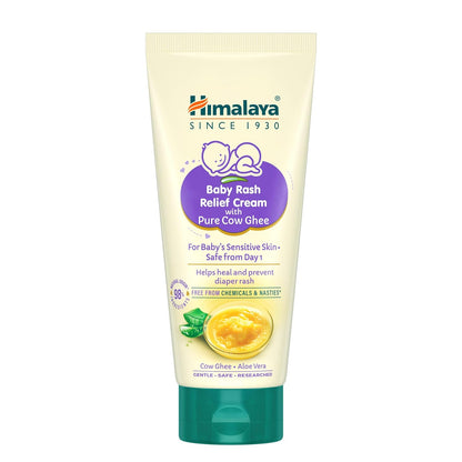Himalaya Baby Rash Relief Cream with Pure Cow Ghee 50G | ph 5.5 | Aloe vera | Zinc Oxide | Safe for newborns | For baby's sensitive skin safe from day 1 | No Parabens | No Mineral Oil | No Synthetic color | Pediatrician evaluated