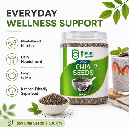 Bhumi Organic Chia Seeds 500g | Seeds for Eating, Rich in Calcium, Rich in Protein, Rich in Fibre
