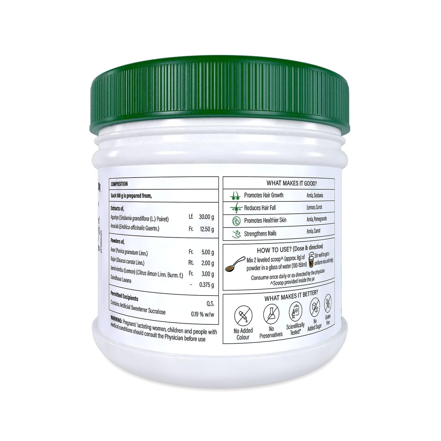 Zandu Plant Based Biotin Plus (200g)|10,000+mcg Biotin|Scientifically tested to Promote hair growth|Reduce Hairfall|100% Natural Sesbania|100% Ayurvedic | Gluten Free | No Harmful Chemicals, Powder