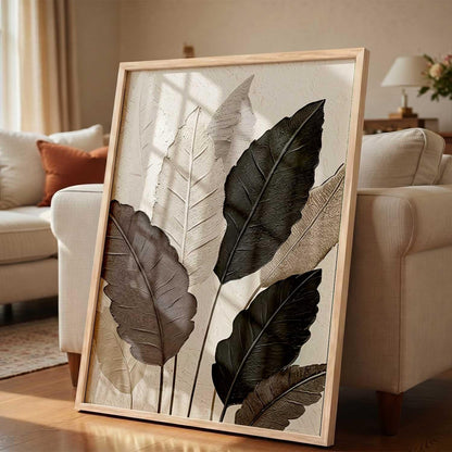 Aesthetic Leaf Art Home Decoration|Paintings With Frame For Living Room Bed Room Hotel Wall Decor Digital Reprint (13x17 inch)
