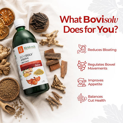 Krishna’s Bovisolv Juice 1000 ml | IBS-Friendly | Digestive Wellness Drink | Ayurvedic Liquid for Sensitive Gut Lifestyle