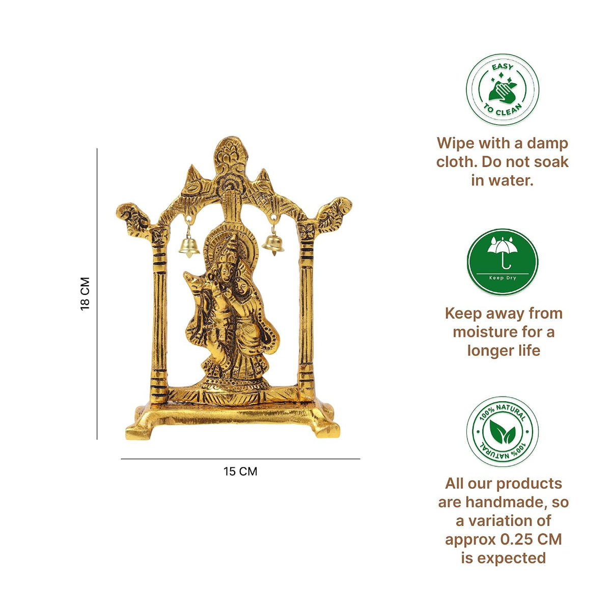 Radha Krishna Idol & Figurine for Home | God Idol for Pooja Room | Krishna Statue, Radha Krishna Murti & Gift Article (L15 x W6 x H18 cm)