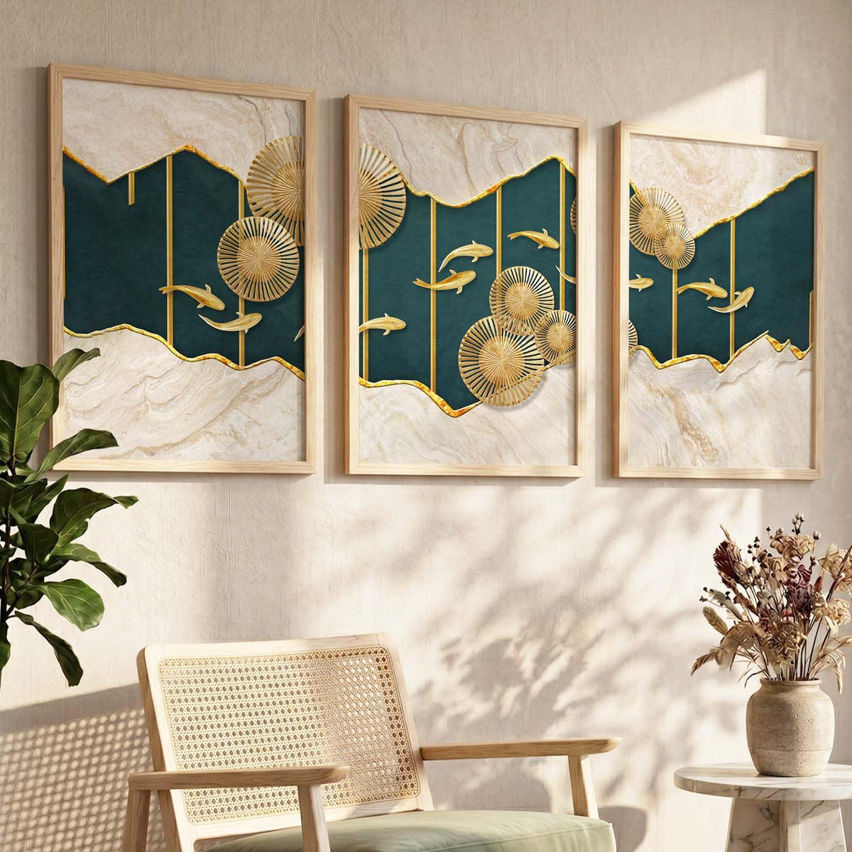 Modern Wall Art framed Painting for Wall Decoration - Wall Paintings for Living Room, Bedroom - Big Size Wall Painting Set of 3 (Art 6, 10x13 inch)