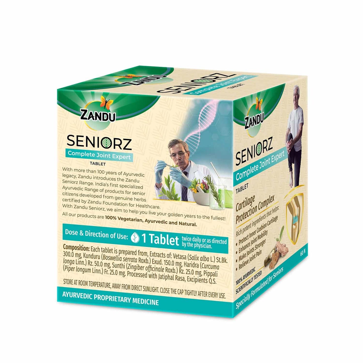 Zandu Seniorz Complete Joint Expert Tablet, 60 Tablets Helps Protect Joints, Relieve Joint Pain & Make Joints Strong, Supports Overall Joint Health,100% Ayurvedic & Natural Supplement