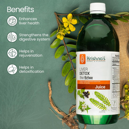 KRISHNA'S HERBAL & AYURVEDA Liver Detox Juice, Strengthens & Improves Digestion, Natural Rejuvenator & Liver Detoxifier, No Artificial Colors or Flavors, 1000 Ml - (Pack of 1)