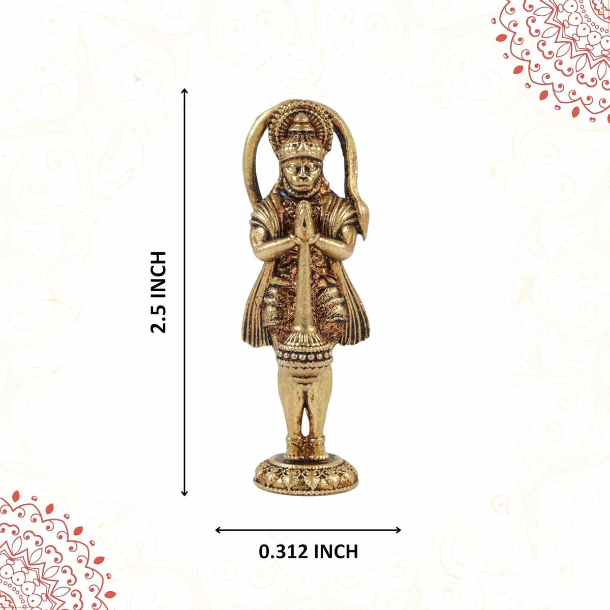 2.5 Inch Pure Brass Lord Hanuman Idol | Bajrangbali Murti for Home Temple, Mandir, Pooja Room & Office Desk | Ideal for Pooja, Diwali, Festive Gifting & Religious Home Decor