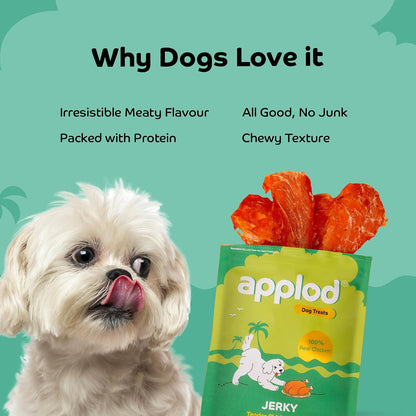 Applod Tender Chicken Jerky Breast Dog Treats | Made with Real Chicken Breast | High-Protein, Low-Fat Grain-Free Reward Snacks for Dogs | 50g