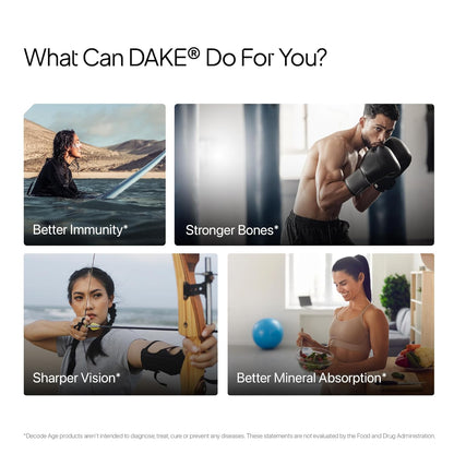 Decode Age DAKE 5000 IU Multivitamin | Plant-Based D3, K2 (MK-7), A & E | Supports Bone, Vision, Immunity & Skin Health | With MCT Oil for Enhanced Absorption | 30 Vegan Capsules