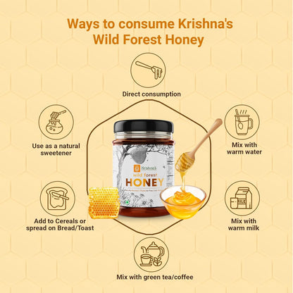 Krishna's 100% Pure Wild Forest Honey - No Additives Or Preservatives - 200 g | Made with Classic Ayurvedic method | Highly Nutritious | Rich in Antioxidants