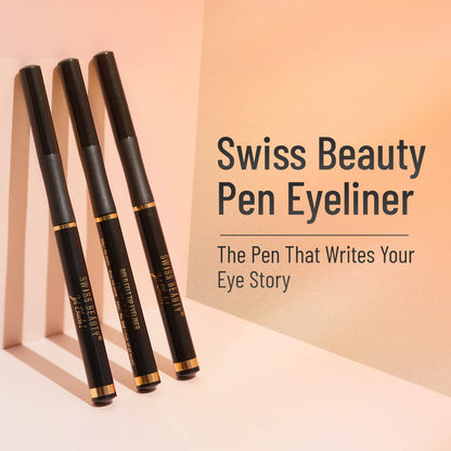 SWISS BEAUTY Waterproof And Long Wearing Bold Felt Tip Pen Glossy Eyeliner | Smudge Proof Eye Makeup | Quick Drying | Black, 1.2Ml