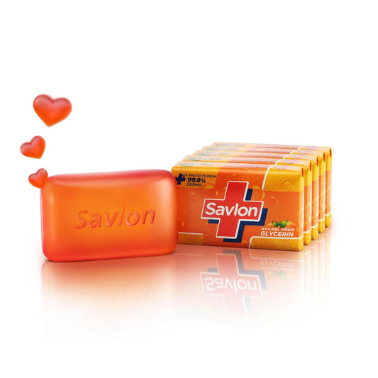Savlon Moisturizing Glycerin soap bar with germ protection, Pack of 5 - 120g each