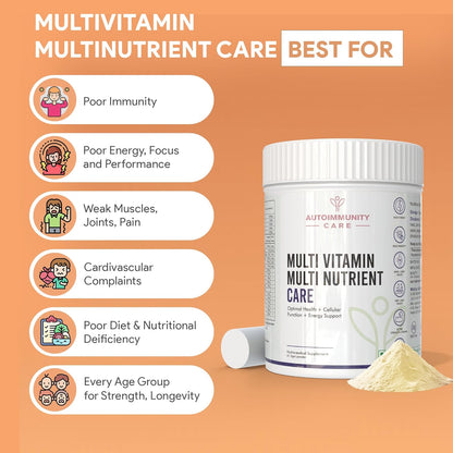 Multi-Vitamin Multi Nutrient Care - Daily Multivitamin with A, D, E, K, B-Complex, C, Micronutrients for Optimal Cellular Function, Energy Support, powder, 1 count, 30 Servings