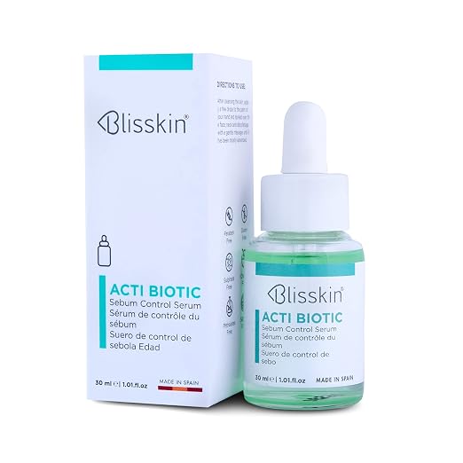 BLISSKIN Acti Biotic Sebum Control Serum With Hamamelis, Camphor & Bisabolol, Non - Drying, Removes Excess Oil & Anti Acne, Sulphate & Paraben Free, For Oily & Acne Prone Skin - 30ml