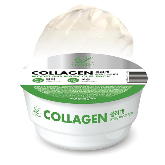 LINDSAY Collagen Modeling Mask Cup Pack | Korean Face Mask for Dry & Dehydrated Skin | Collagen, Centella Asiatica & Adenosine | Deep Hydration, Plumping, Skin Firming & Pore Cleansing | Peel-Off Spa Facial Treatment (28g)