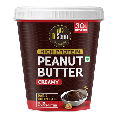 DiSano High Protein Dark Chocolate Peanut Butter with Whey Protein, Creamy | 30g Protein. Gluten Free, Post & Pre Workout snack