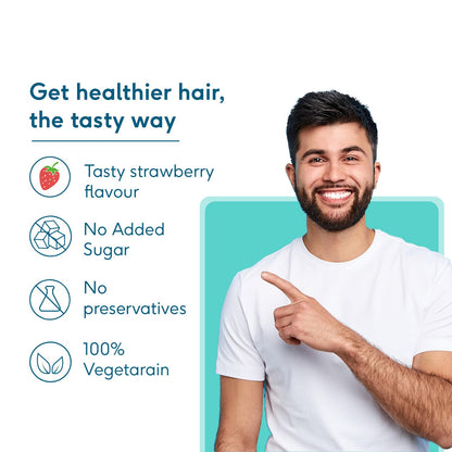 HealthKart HK Vitals Hair Strength (Strawberry, 60 Biotin Gummies) | With Zinc, Vitamin C, A, and E, Vegan, Gluten Free | For Healthier Skin, Hair, and Nails