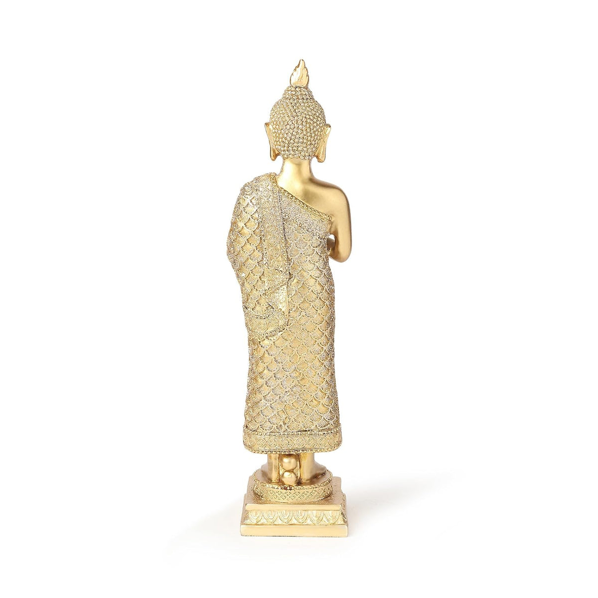 Buddha Idols for Home Decor | Show Piece for Living Room | Buddha Idol | Office Desk Decorative Items (Gold: L7xW8xH29 cm)