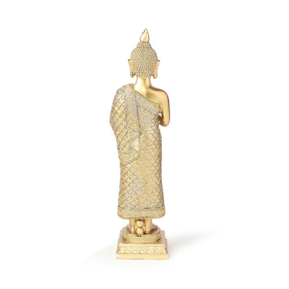 Buddha Idols for Home Decor | Show Piece for Living Room | Buddha Idol | Office Desk Decorative Items (Gold: L7xW8xH29 cm)