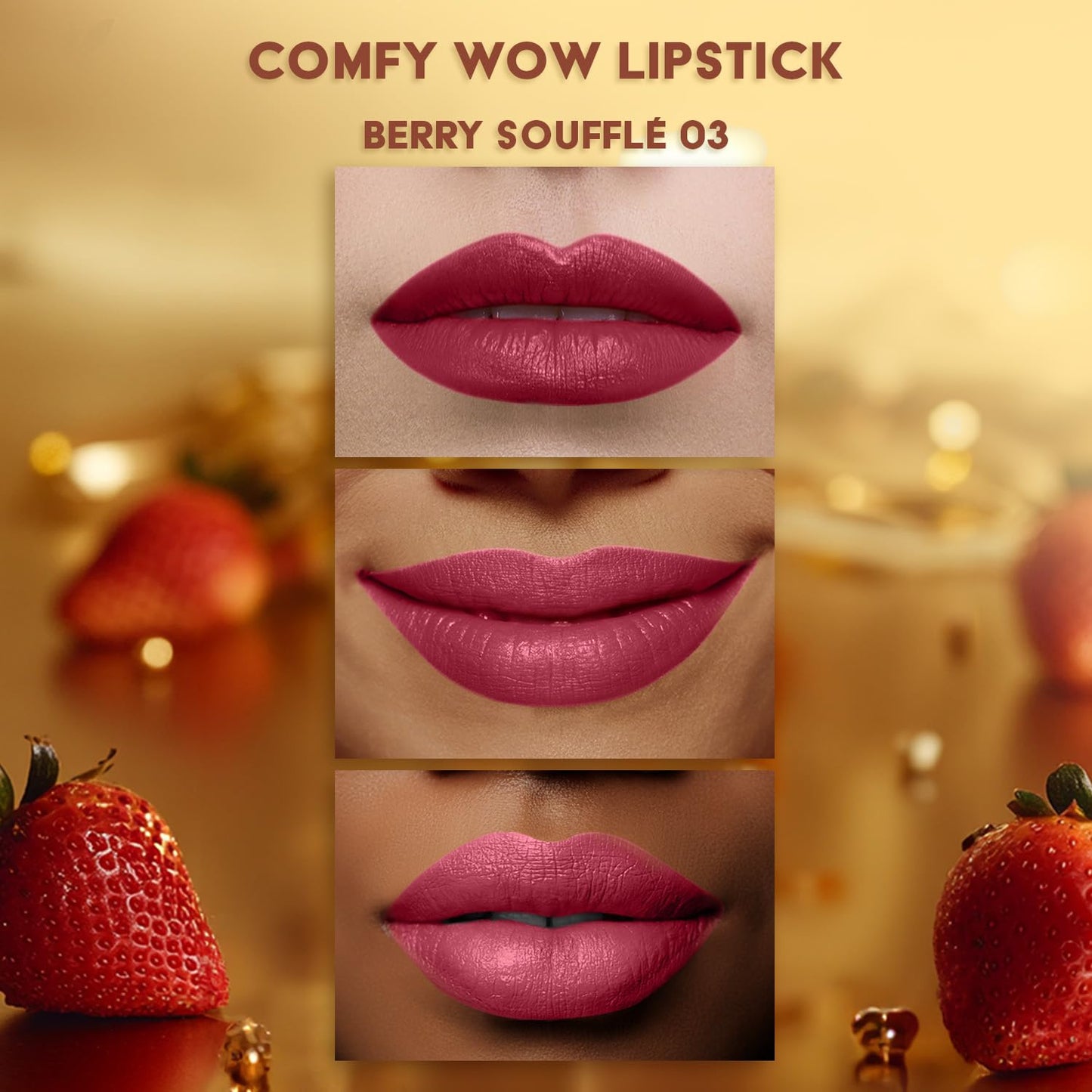 FACES CANADA Comfy Matte Wow Bullet Lipstick - Berry Soufflé (Pink) 4.2g | Smooth Matte Finish | Highly Pigmented | Long Lasting | Super Hydrating | Glides Effortlessly | One Swipe Application | Non Drying | No Cracking