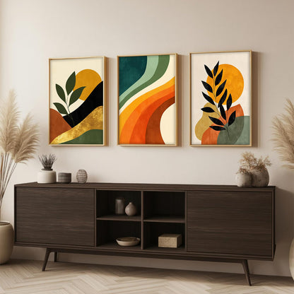 Boho wall Art Paintings Modern Art Framed Wall Painting for Living Room Bedroom - Wall Posters | Paintings with Frame Set of 3 (Boho 2, 13x19 inch)