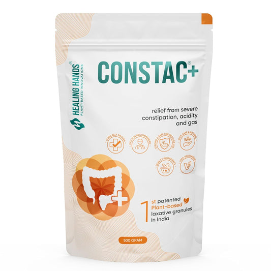 Healing Hands Constac Plus for Relief in Severe Constipation, Acidity and Gas, Plant Based Natural Constipation Solution, Clinically Proven, Herbal, Strong – 500 gm (Granules)