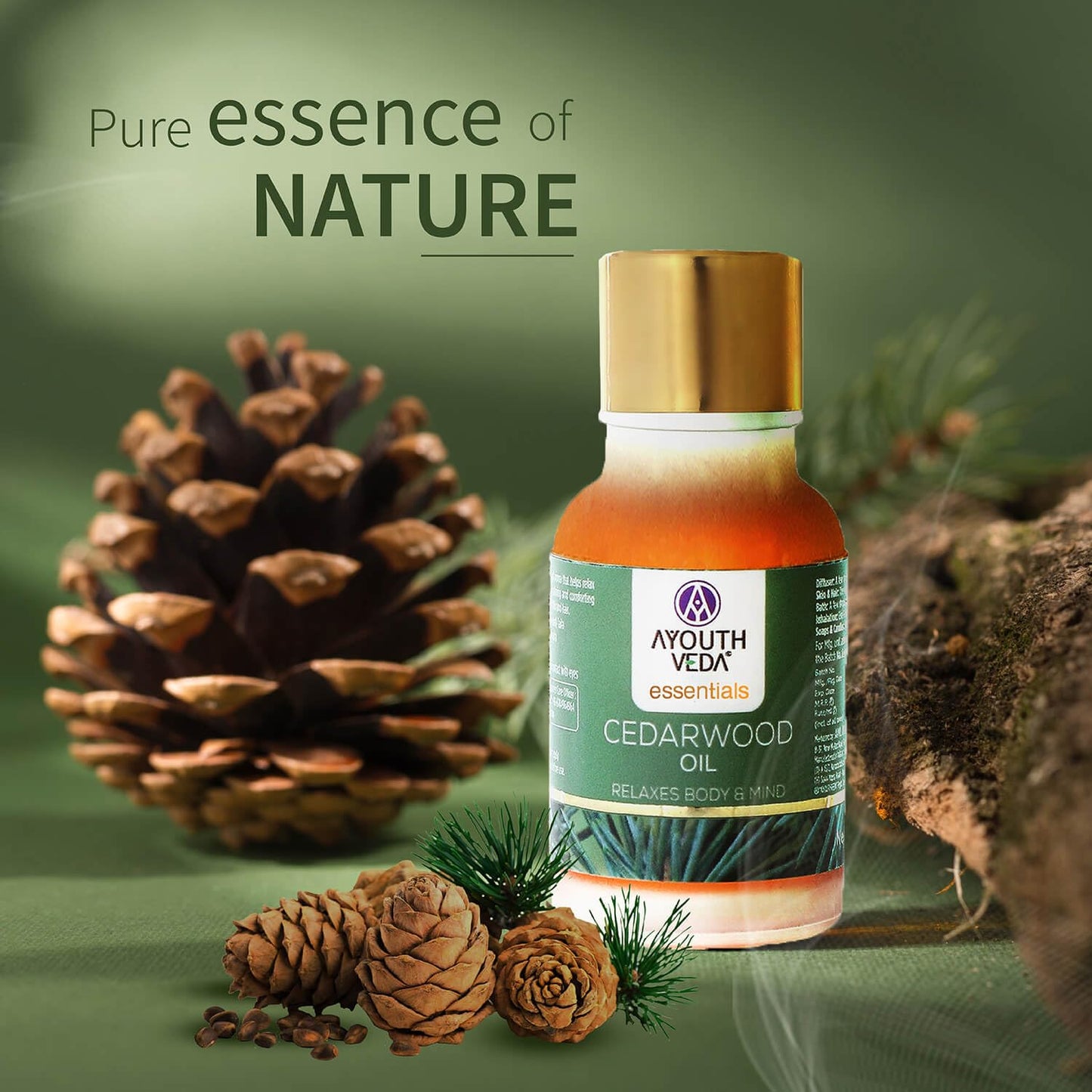 Ayouthveda Cedarwood Essential Oil for Skin & Hair | Aromatherapy Kit for Stress Relief & Relaxation | 100% Pure & Natural Therapeutic Grade |Can Be Used as Air purifier (Pack Of 1; 15ml)