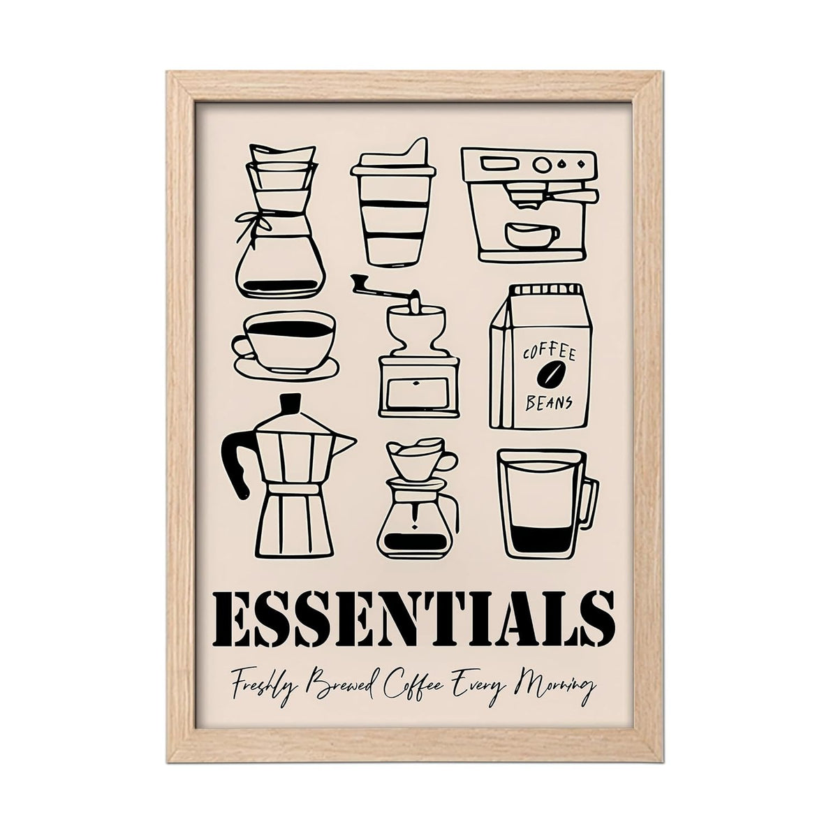 Framed Food Wall Art for Kitchen, Restaurant & Cafe Decor, 300 GSM Art Print, Natural Synthetic Wood Frame, Illustration, ART-7, 10x13 Inches