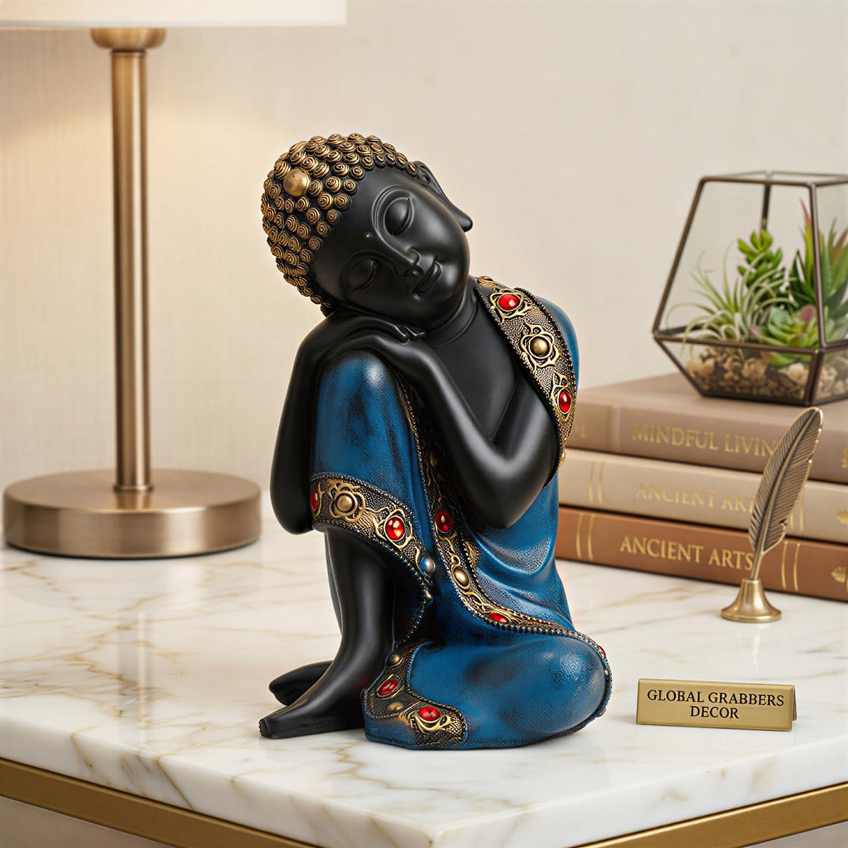Buddha Idol Statue | Show Pieces for Home Decor Living Room (Blue Black)