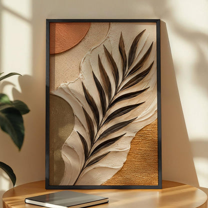Floral Botanical Wall Painting with Frame | Premium Textured Flower & Leaf Artwork, Pastel Nature Wall Decor Framed for Living Room Bedroom Office and Home Decoration (Art-12,13x19inch)