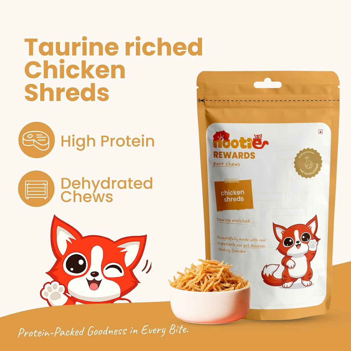 Nootie Premium Chicken Shreds Cat Treats – 35g | High-Protein, Taurine-Rich Natural Cat Treats for Heart, Metabolism & Bone Health (Pack of 1)