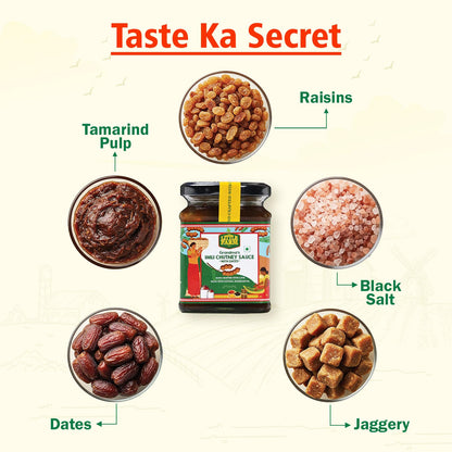 THE LITTLE FARM CO Grandma's Date & Tamarind Chutney (300g) Imli Chutney Tangy Sauce Made with Dates, Jaggery, Raisins & Natural Ingredients | Perfect with Samosa, Chaat, Pakoras & Snacks