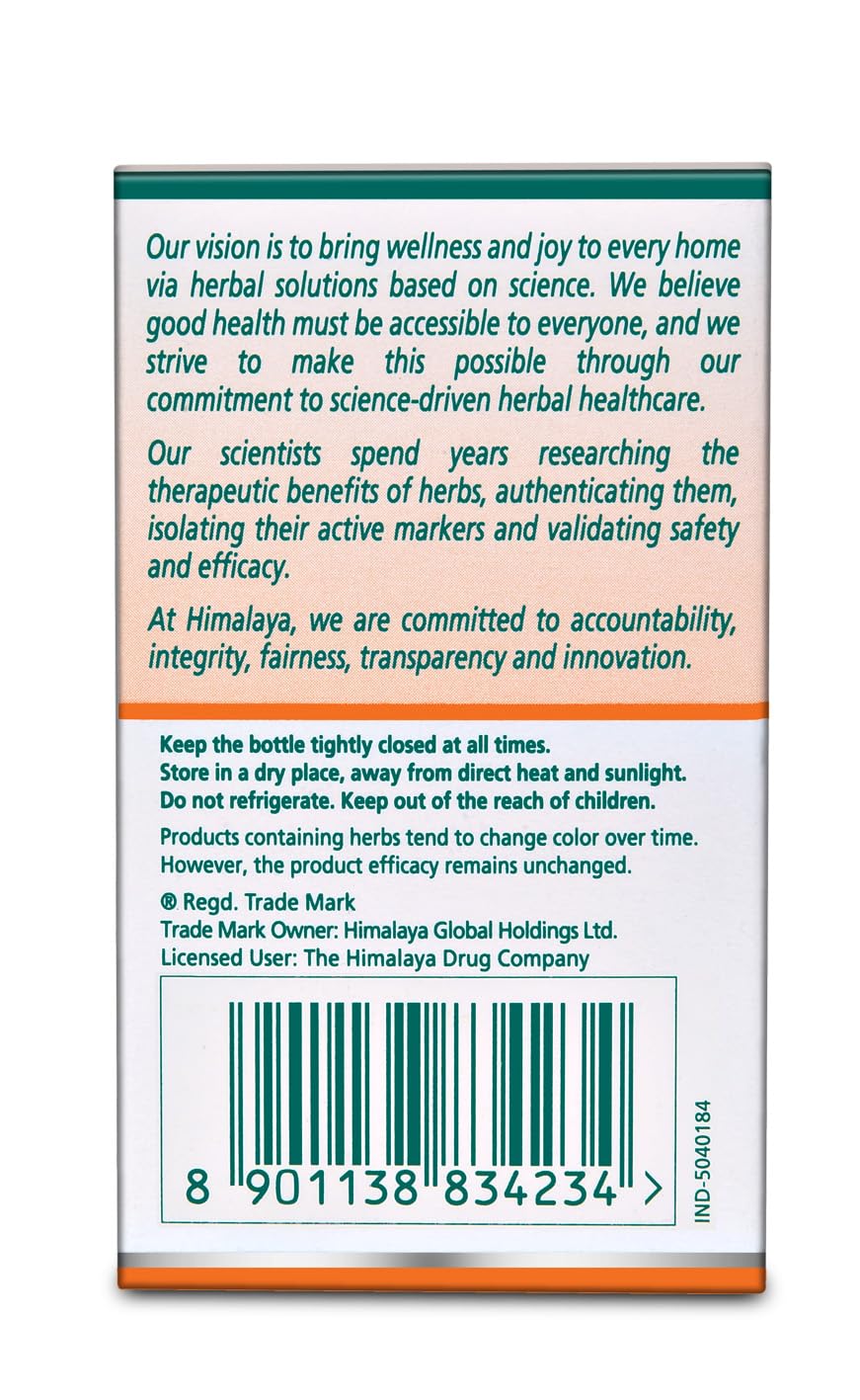 Back of a Himalaya Herbals product packaging with text and barcode