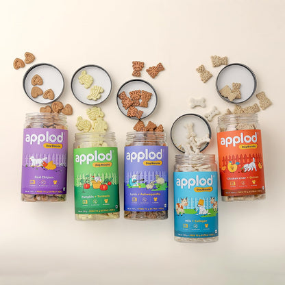 Applod Chicken Dog Biscuits for Puppies & Adult Dogs | Oven-Baked Crunchy Dog Treats Made with Real Ingredients | Healthy Training & Reward Snacks | 845g